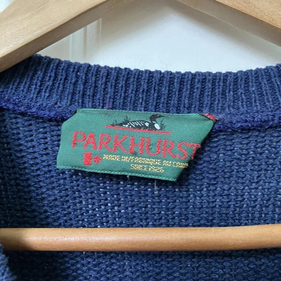 Vintage Parkhurst Northern Reflections Blue Tree Knit Sweater - Picture 2 of 6
